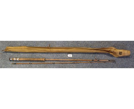 Vintage Hardy two-piece Wanless red fishing split cane rod in original canvas case, marked Hardy Bros Ltd.(B.P. 21% + VAT) 