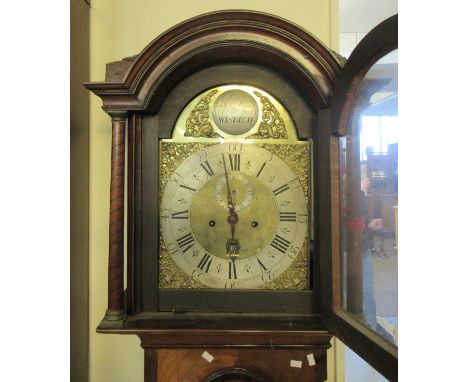 Early 19th century mahogany eight day longcase clock marked John Vise, Wisbech, having a brass face with silvered Roman chapt