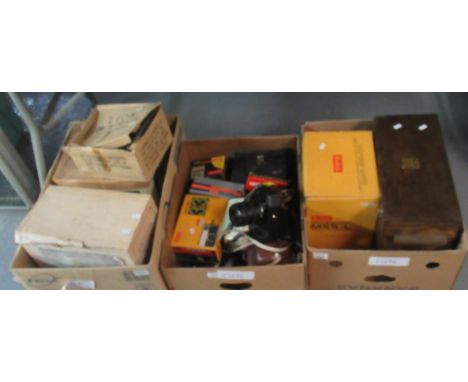 3 Boxes of assorted cameras and equipment, Kodak, Cannon, Hanimex Slide projector etc(B.P. 21% + VAT) 