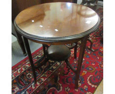 Edwardian mahogany inlaid lamp table of circular form with under tier.(B.P. 21% + VAT) 