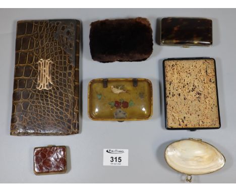 Collection of vintage purses  including a shell purse, a 1920's beaver skin purse, two cigarette cases etc.(B.P. 21% + VAT) 