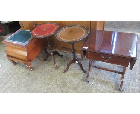 Victorian walnut bedstep  commode, no longer fitted for the use of, with lift top on baluster legs, together with two Reprodu