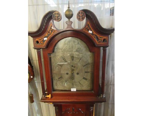 Early 19th century Scottish mahogany eight day longcase clock marked J Galbraith, Falkirk, having arched, silvered Roman face