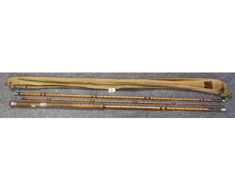 Vintage Hardy three-piece split cane Palakone fishing rod in canvas case marked 'Hardys' Alnwick'.(B.P. 21% + VAT) 