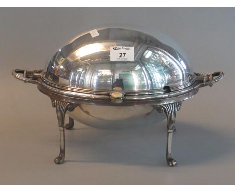 Good quality silver plated two-handled bacon warmer on paw feet by Harrison Brothers & Howson.(B.P. 21% + VAT) 