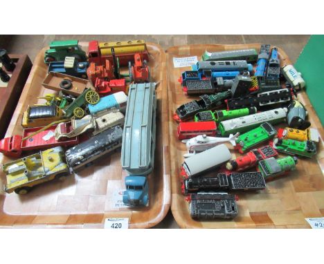 Two trays of playworn die-cast vehicles to include a collection of Thomas the Tank Engine, Locomotives and similar items, vin