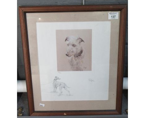 After Refna Haney (contemporary British), 'Lurcher', limited edition coloured lithograph no. 136/850. Signed in pencil by the