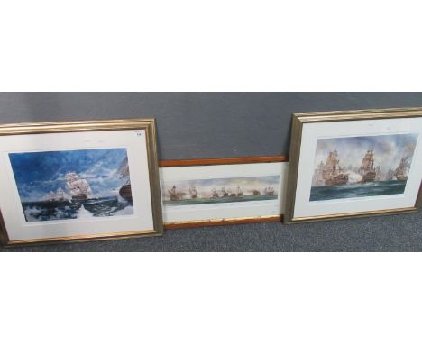 After Les Henson 'Cape Trafalgar, 21st October 1805'. Nelson's Van Column, 'The Nelson Touch'. Limited edition coloured print