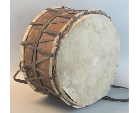 Vintage tribal drum with leather banded decoration.(B.P. 21% + VAT) 