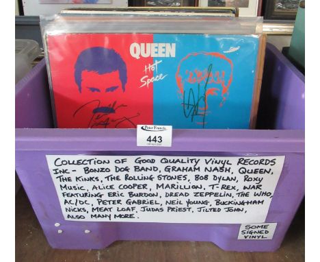 Collection of Vinyl records to include Graham Nash, Queen, The Kinks, The Rolling Stones, Bob Dylan, Roxy Music, T-Rex, The W