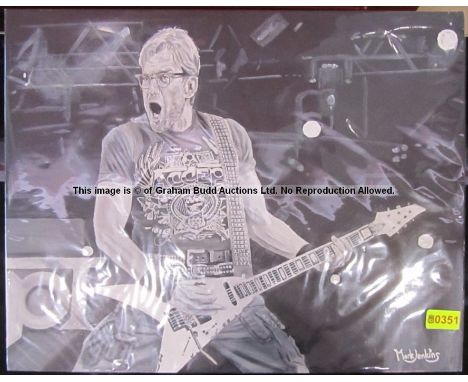 Mark Jenkins ‘Jurgen Klopp playing the guitar’ artwork from Liverpool Football Club's Melwood Training Ground, acrylic on can