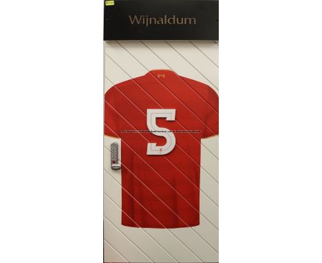 Georginio Wijnaldum's No.5 locker door from the First Team Changing Room at Liverpool Football Club's Melwood Training Ground