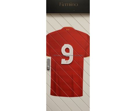 Roberto Firmino's No.9 locker door from the First Team Changing Room at Liverpool Football Club's Melwood Training Ground, re