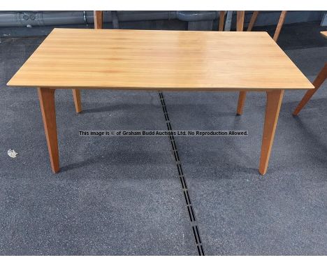 Wooden dining table from the Players' and Staff Canteen at Liverpool Football Club's Melwood Training Ground, light tone rect