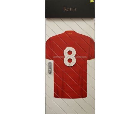 Naby Keita's No.8 locker door from the First Team Changing Room at Liverpool Football Club's Melwood Training Ground, rectang