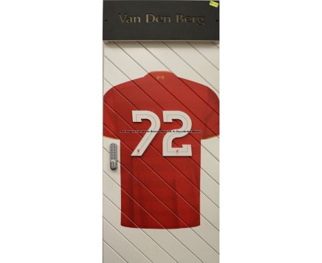 Sepp van den Berg's No.72 locker door from the First Team Changing Room at Liverpool Football Club's Melwood Training Ground,