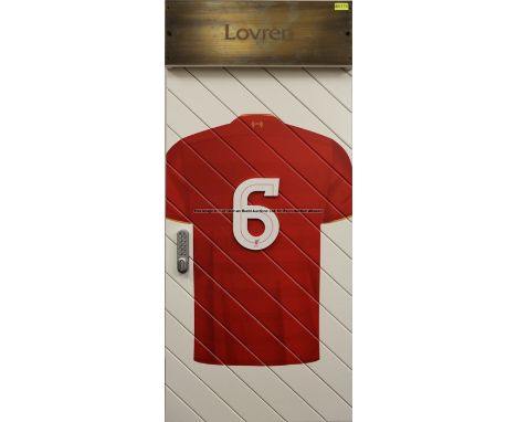 Dejan Lovren's No.6 locker door from the First Team Changing Room at Liverpool Football Club's Melwood Training Ground, recta