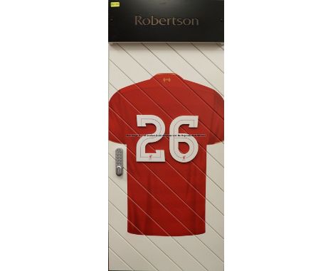 Andy Robertson's No.26 locker door from the First Team Changing Room at Liverpool Football Club's Melwood Training Ground, re