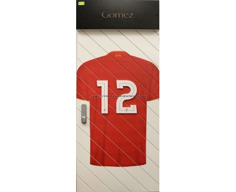 Joe Gomez's No.12 locker door from the First Team Changing Room at Liverpool Football Club's Melwood Training Ground, rectang