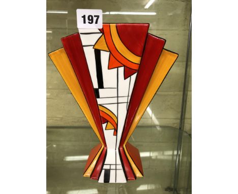 BRIAN WOOD HAND PAINTED JAZZ DESIGN CERAMIC VASE