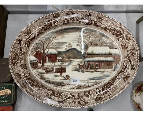 A VINTAGE JOHNSON BROS 'HOME FOR THANKSGIVING' LARGE MEAT PLATTER 
