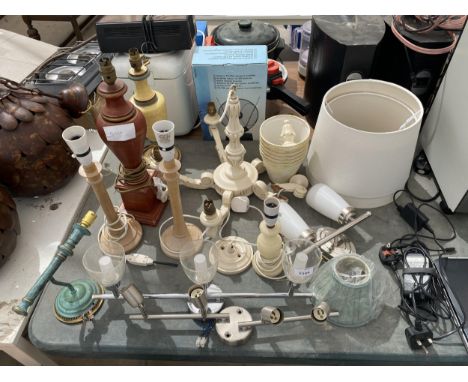 AN ASSORTMENT OF LAMPS AND LIGHT FITTINGS ETC 