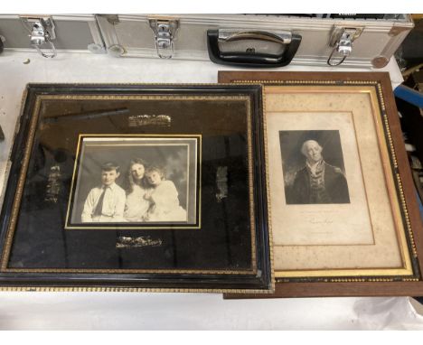 AVINTAGE FRAMED PRINT OF JAMES GAMBIER PLUS A VINTAGE FRAMED SEPIA PHOTOGRAPH 