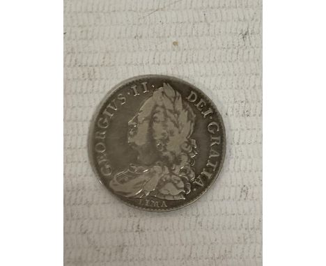 UK , 1746 , KING GEORGE 11 , LIMA , SILVER HALF CROWN . FINE CONDITION 