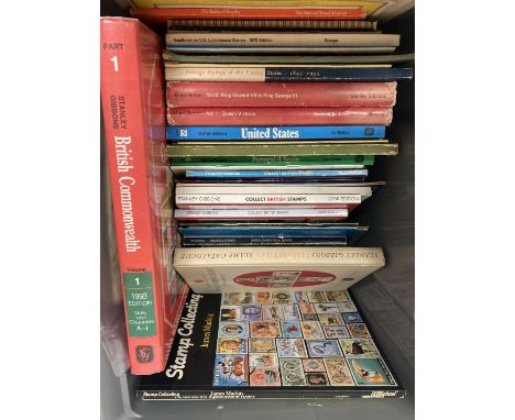 A COLLECTION OF STAMP CATALOGUES AND PHILATELIC LITERATURE TO INCLUDE FORTY STAMP CATALOGUES, HANDBOOKS, PHILATELIC BOOKS INC