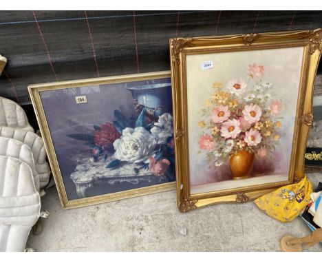 A FRAMED PRINT ON CANVAS AND A FURTHER FRAMED PRINT 