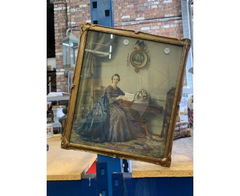 A FRAMED VICTORIAN PRINT IN A GILT FRAME 