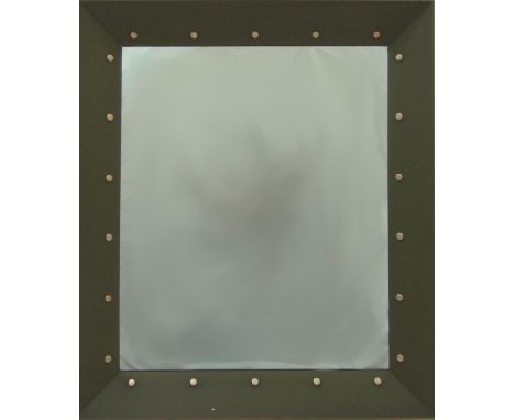 Unusual 1950s wall mirror the gilt frame with copper riveted type decoration, 74 x 64cm 