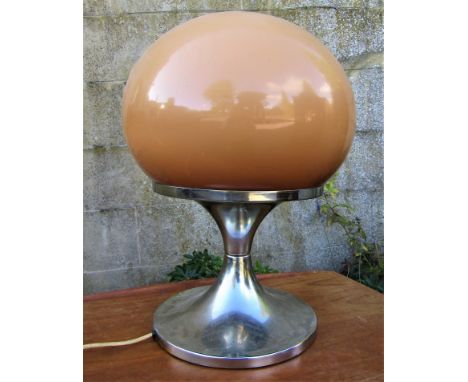 Guzzini style chrome mushroom table lamp with tulip base, 49 cm high, with a further vintage sunburst wall clock (2)