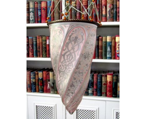 After Mariano Fortuny for Archeo of Venice domed glass ceiling light with faceted spiral glass decoration, with gilt highligh