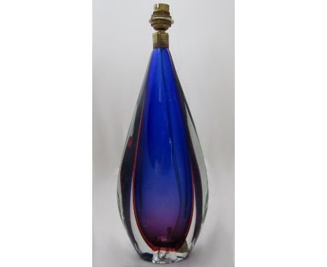Murano glass table lamp of baluster form, with amethyst and blue central decoration and further cranberry and clear glass det