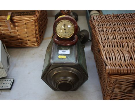 A brass and etched glass light fitting etc
