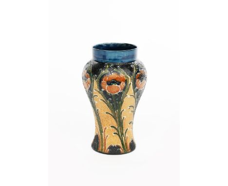 'Poppy' a James Macintyre &amp; Co vase designed by William Moorcroft, shouldered baluster form, tubeline decorated on a text
