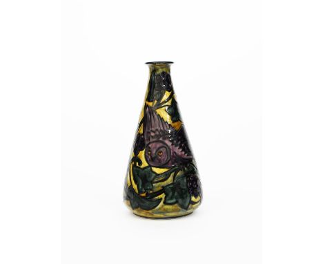 An S Hancock &amp; Sons Morrisware vase designed by George Cartlidge, model C73-1, tapering cylindrical form with flaring top