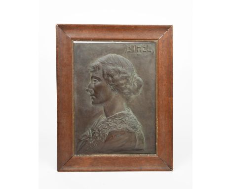 Anonymous Ethel, (probably Ethel Mairet) patinated copper portrait panel, framed unsigned 49 x 34cm. Catalogue notes Ethel Ma