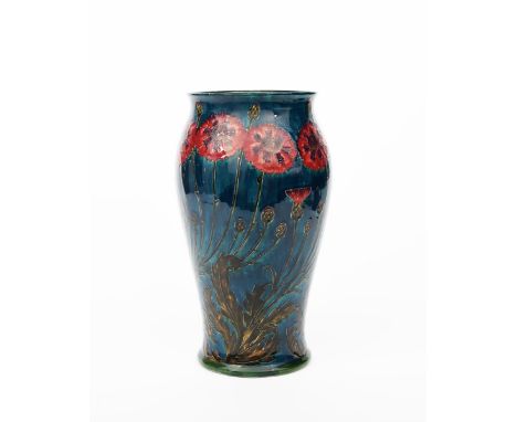 A large S Hancock &amp; Sons Morrisware vase designed by George Cartlidge, model C14-5, swollen shouldered form, decorated wi