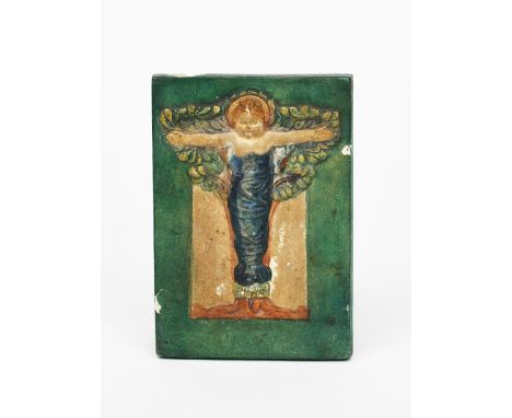 A Compton Pottery The Potters' Art Guild  plaque designed by Mary Seton Watts, cast in low relief with the young Christ  Chil
