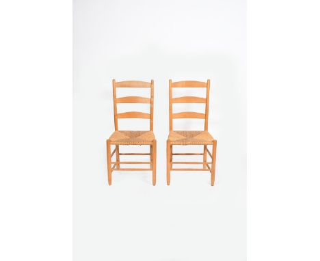 A pair of ash Bedale ladderback chairs by Neville Neal, stamped Neville Neal, 88cm. high (2) Provenance Richard Batterham 