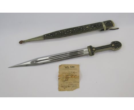 Caucasian Kindjal dagger/short sword with scabbard