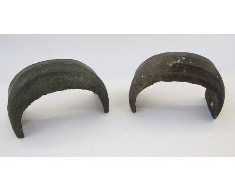 Two African bronze currency ingots,&nbsp;Ngelima, believed to be from the Democratic Republic of Congo, largest 19cm long x 1