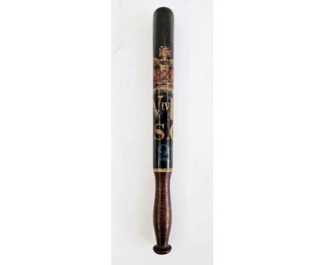 William IV truncheon&nbsp;with crown cypher over the letters W1VR S.C 21, all with handpainted decoration, 45cm long approx.&