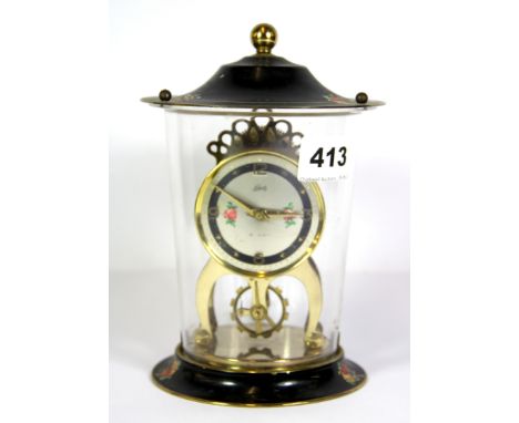 A 1950's Schatz mantle clock, H. 18cm.