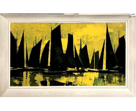 A 1960's framed print on board, 102 x 58cm.