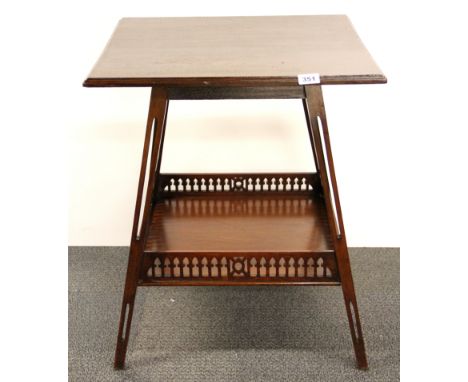 An Edwardian mahogany side table with gallery to lower shelf, H. 64 x 56 x 55cm.