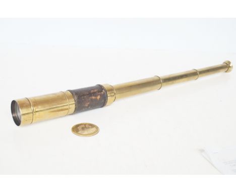 Brass &amp; leather 4 draw telescope Total length extended 58 cm 