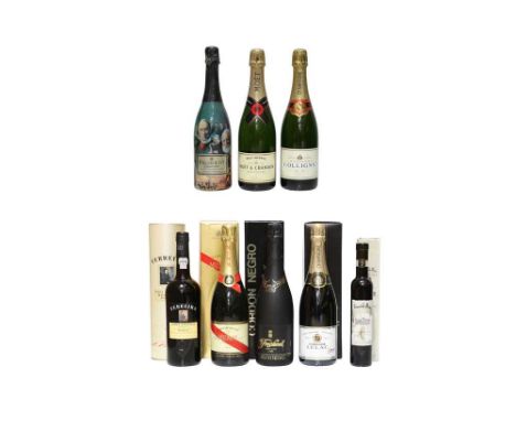 Assorted Sweet and Sparkling Wine, to include: GH Mumm Cordon Rouge, Reims, NV, one bottle; Colligny, Epernay, NV, one bottle